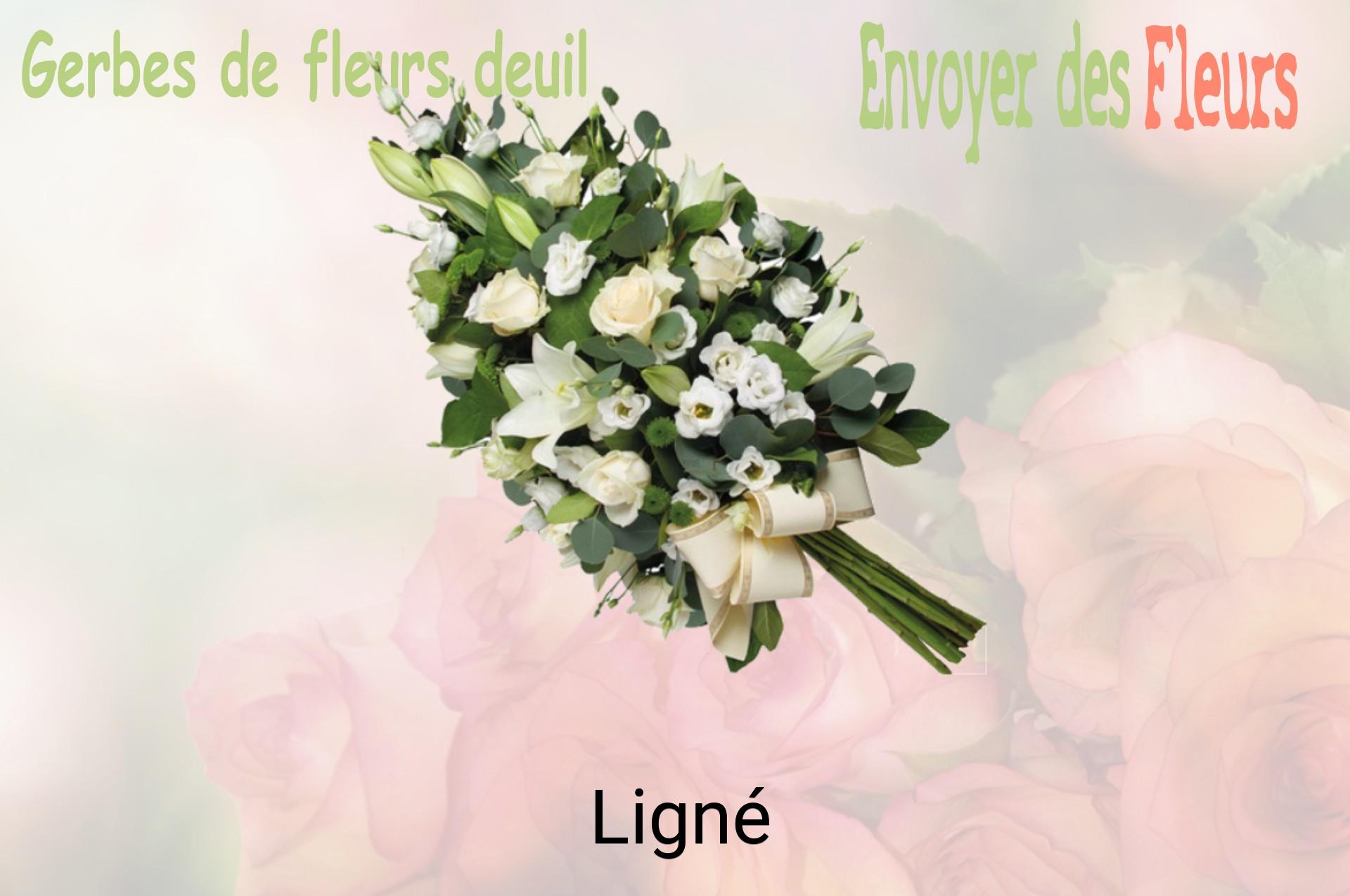 Gerbe de fleurs de deuil livrée à Ligné
